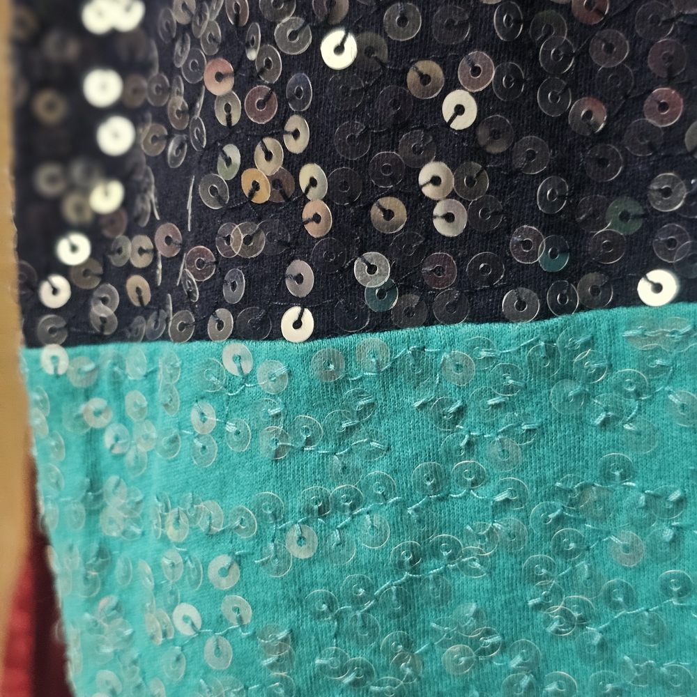 J. Crew Black and Teal Sequin Tank Top - Picture 3 of 4